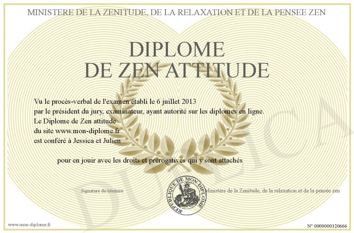 diplome zen attitude